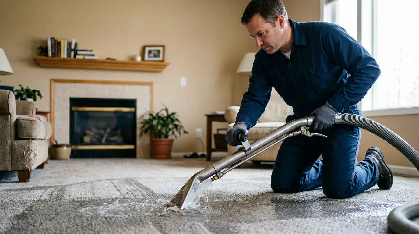 Water damage restoration technician working near Ashland, AL